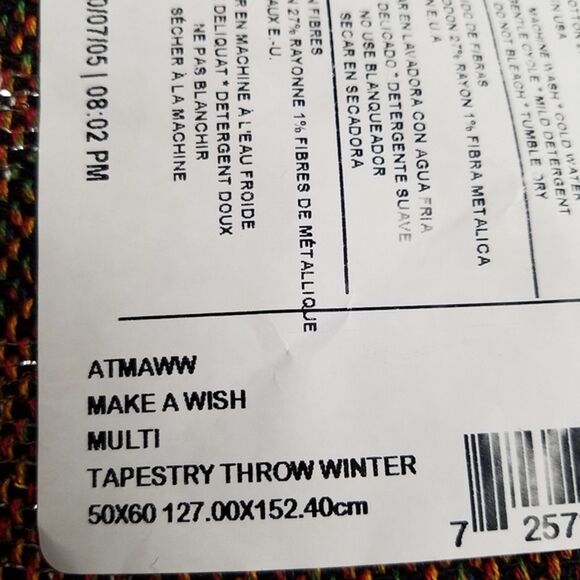 Make A Wish Tapestry Winter Fringe Throw Blanket 48"x60" Made in USA - Picture 7 of 8